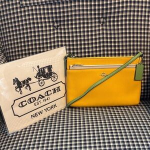 Coach East West Canary Yellow and Green Crossbody Bag